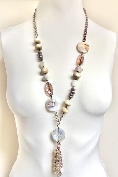 Necklace Natural-Rustic Champagne Rose'