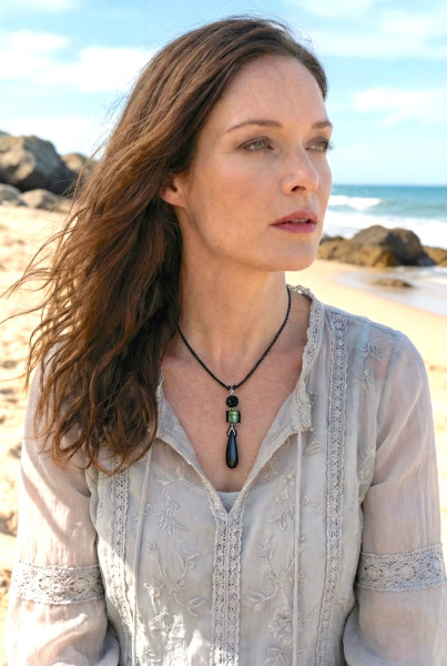 Necklace black onyx drops