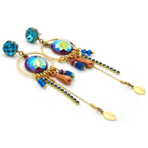 earrings Fiva 002, gold plated - violet