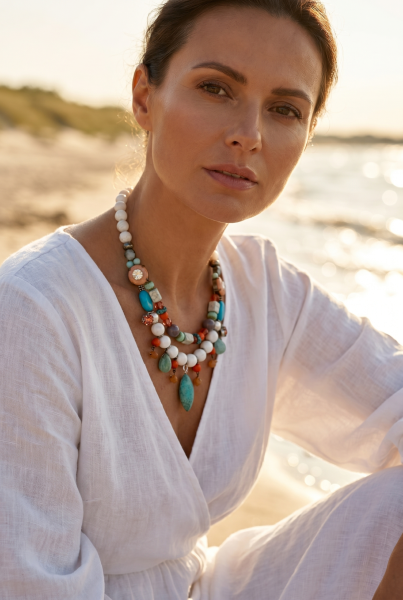 Sommer Collier Weiss Bunt
