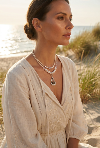 Collier Cremeweiß-Perlmutt