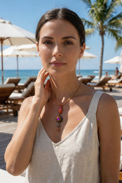 Halskette Pink Orange Rot