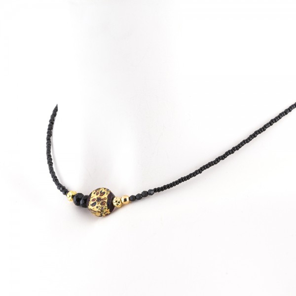 Fiva Necklace Murano Black Gold