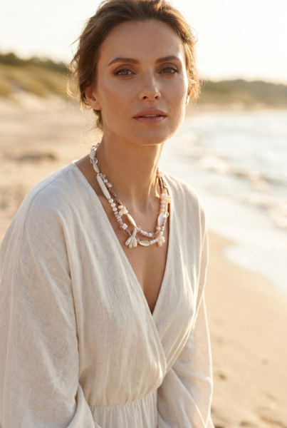 Collier 2rhg Perlmutt Muschel