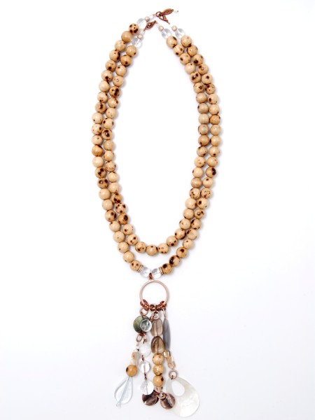 Fiva Necklace Wood-Mother-of-Pearl Beige Brown