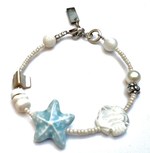 Armband Seestern Blau-Weiss