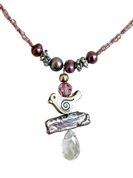 Fiva necklace Bird on freshwater pearl