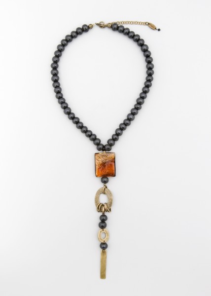 Halskette Murano Schwarz Orange