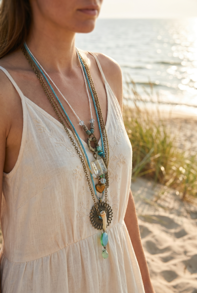 Fiva Boho Sommerkette Türkis 17541