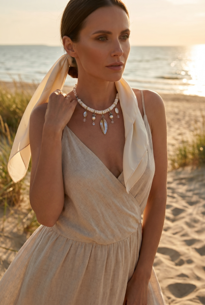 Fiva Muschel-Collier mit Perlmuttblatt