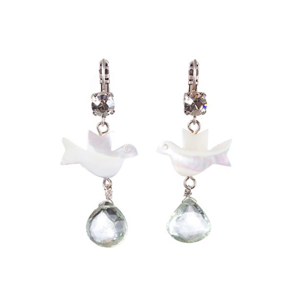 Fiva earrings with MOP bird