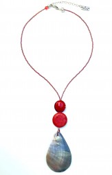Halskette Rote Koralle Perlmutt
